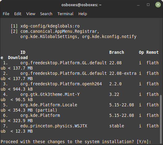 ఫ్లాట్పాక్ ద్వారా WSJT-Xని ఇన్స్టాల్ చేస్తోంది